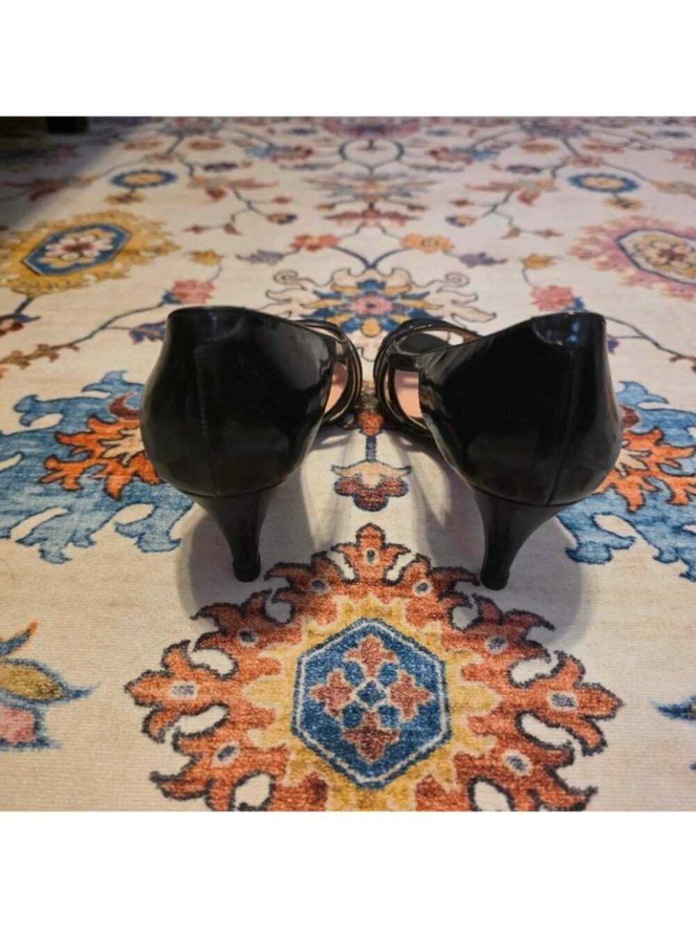 Vintage Evan-Picone Made in Italy Black Leather d'Orsay Peep Toe Heels Size 5.5M - Picture 4 of 10